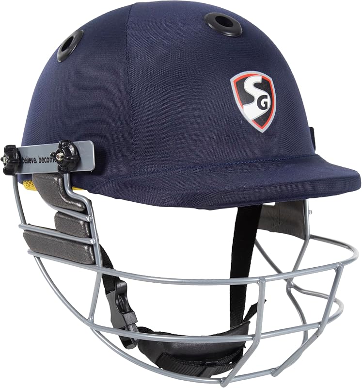 SG Blaze Tech Premium Cricket Helmet with Steel Visor Grill, Foam Pads