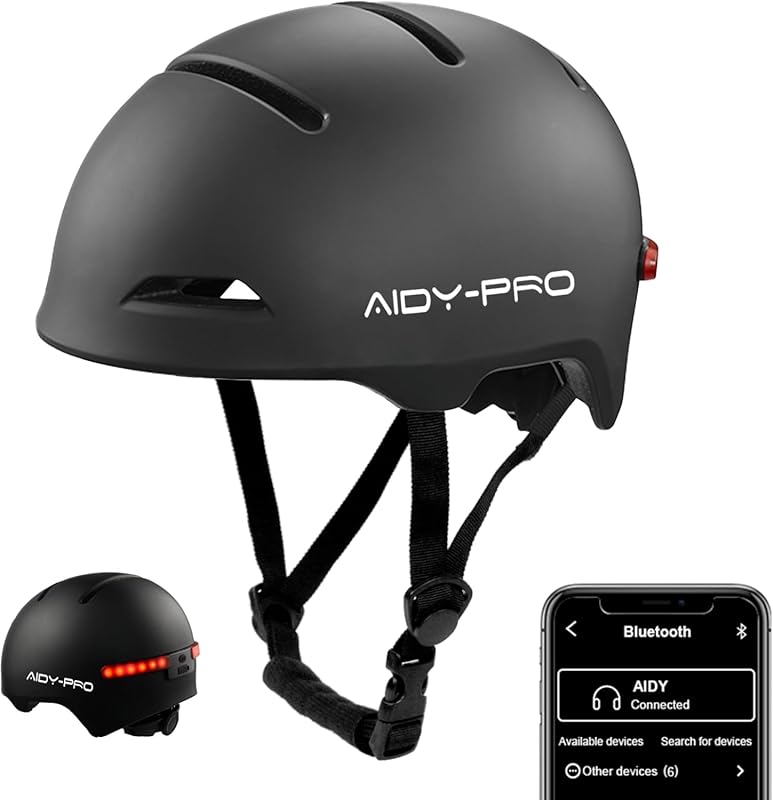 AIDY-PRO Smart Bike Helmet with Bluetooth Speakers, Microphone, and Re