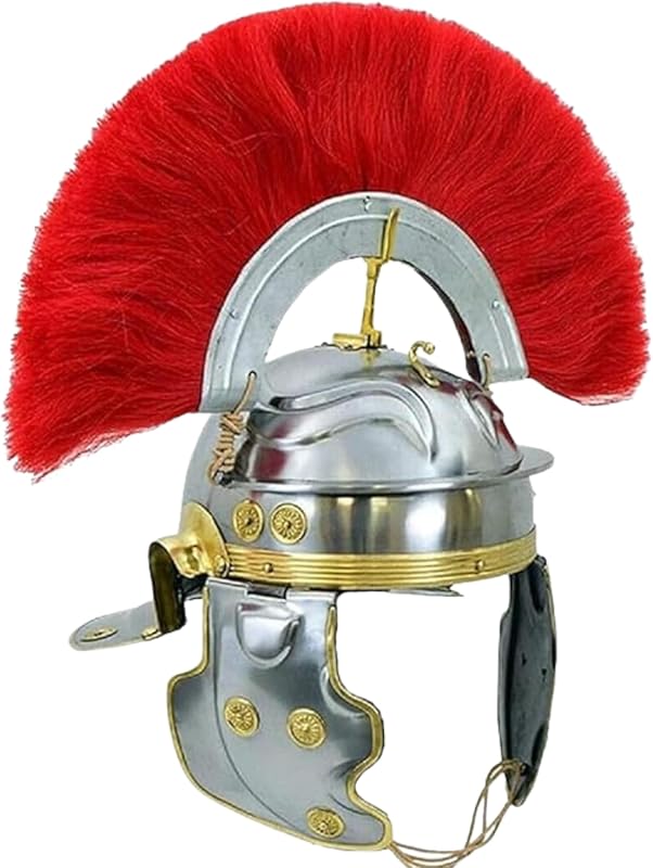 AnNafi Roman Imperial Gallic Centurion Helmet with Red Crest Plume Ste