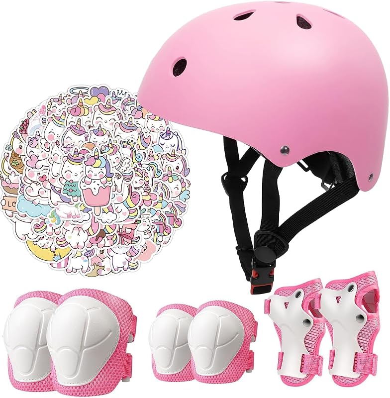 Kids Protective Bike Helmet Set with Knee, Elbow, and Wrist Pads for T