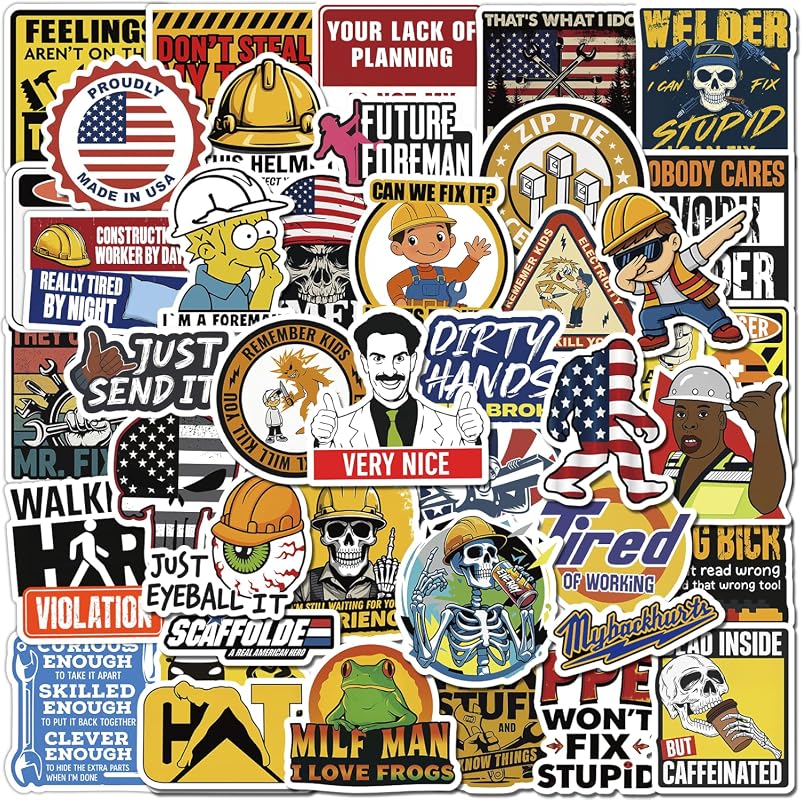 200PCS Holographic Hard Hat Sticker Set