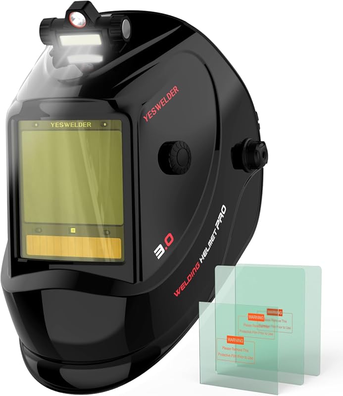 YESWELDER Auto Darkening Welding Helmet with LED, Large True Color Len