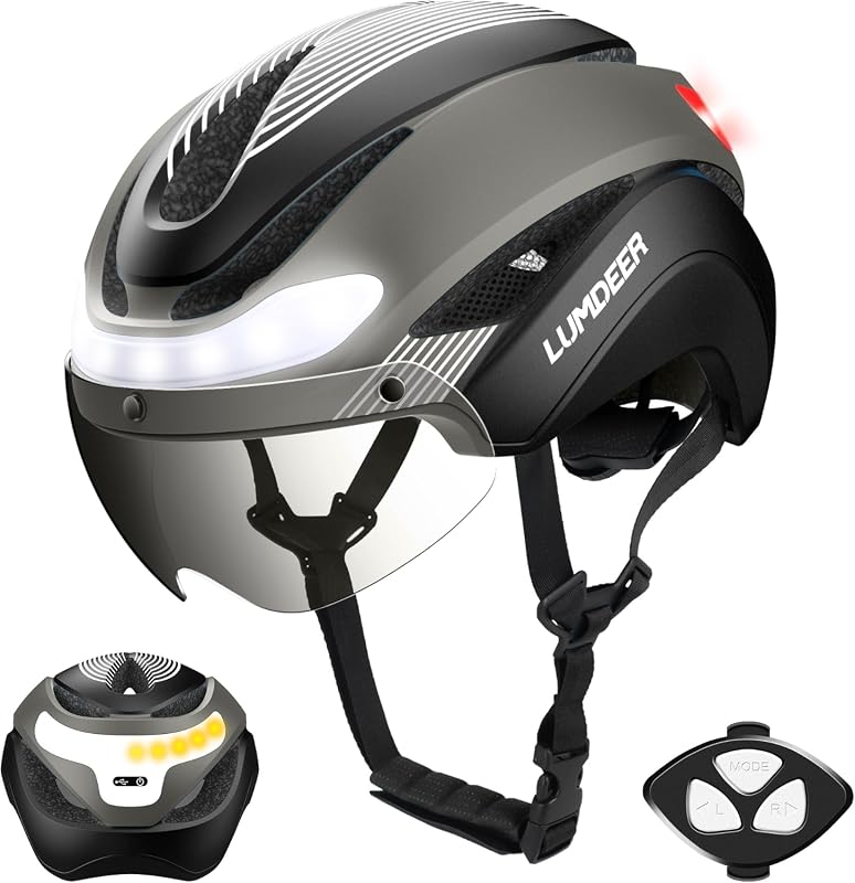 LUMDEER Smart E-Bike Helmet with LED Lights, Turn Signals, Brake Light