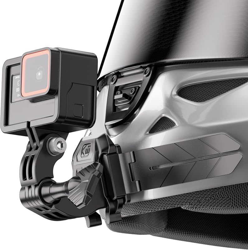 Kewig Universal Motorcycle Helmet Chin Mount with Quick-Release Bendable Base and Strong Adhesive for Action Cameras
