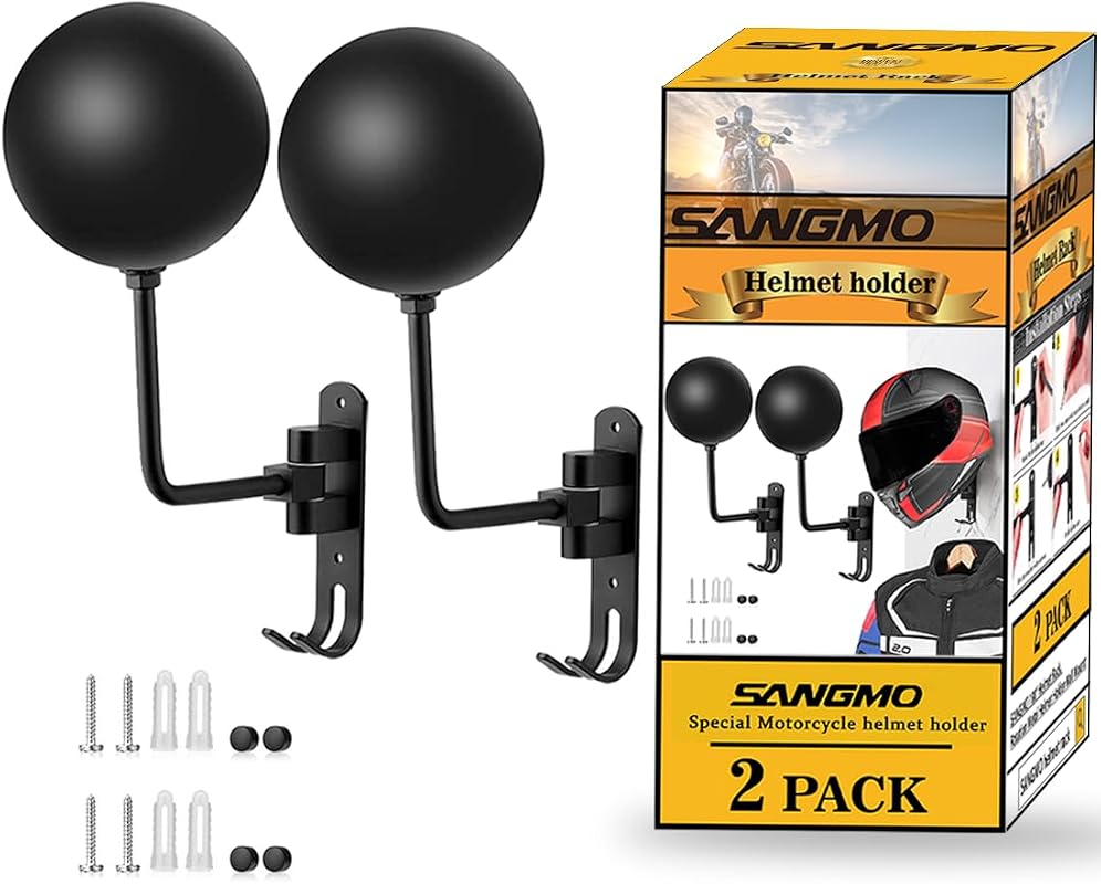 SANGMO 180° Rotating Metal Motorcycle Helmet Holder