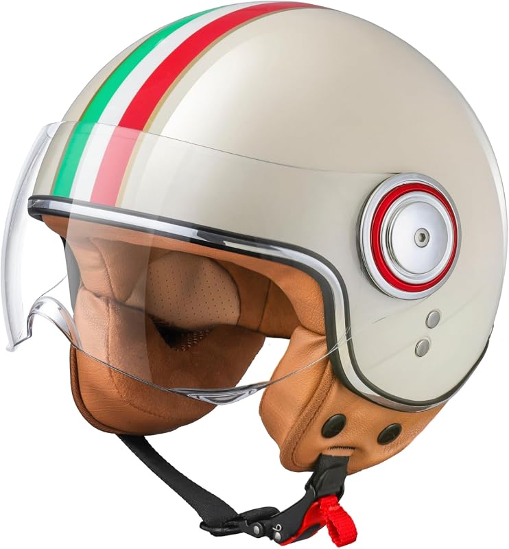 DOT Approved 3/4 Retro Open Face Motorcycle Helmet Classic Vintage Sty
