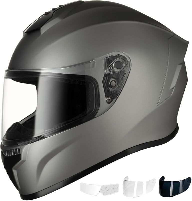 Favoto Full Face Motorcycle Helmet DOT Certified with Dual Visor and A