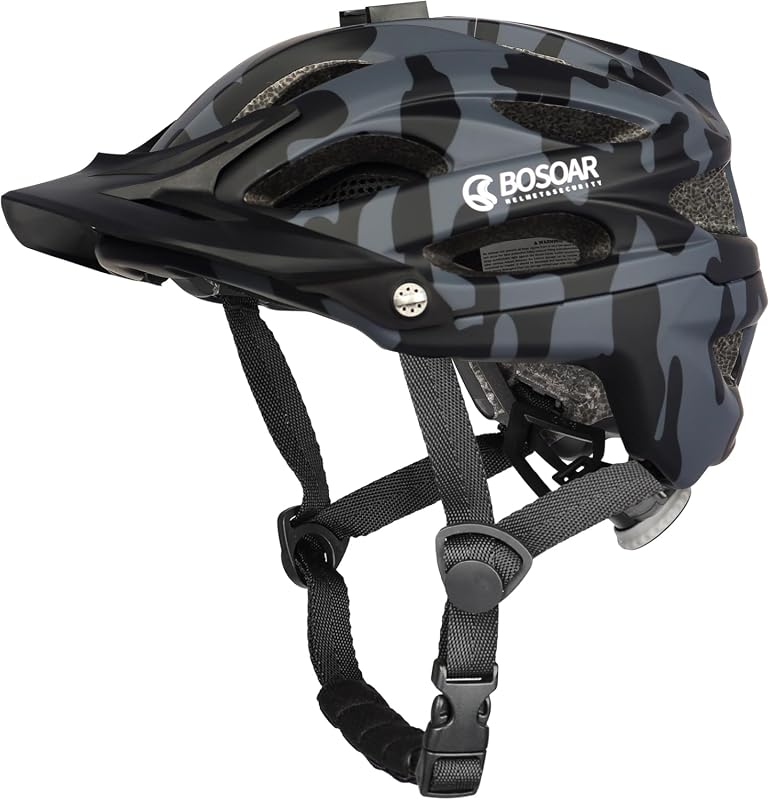 Bosoar Lightweight Adult Mountain Bike Helmet with Camera Mount, Detac