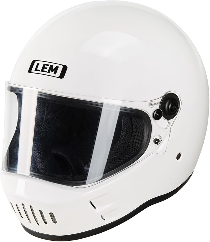 LEM Full Face Retro Motorcycle Helmet, Lightweight Fiberglass Shell, D