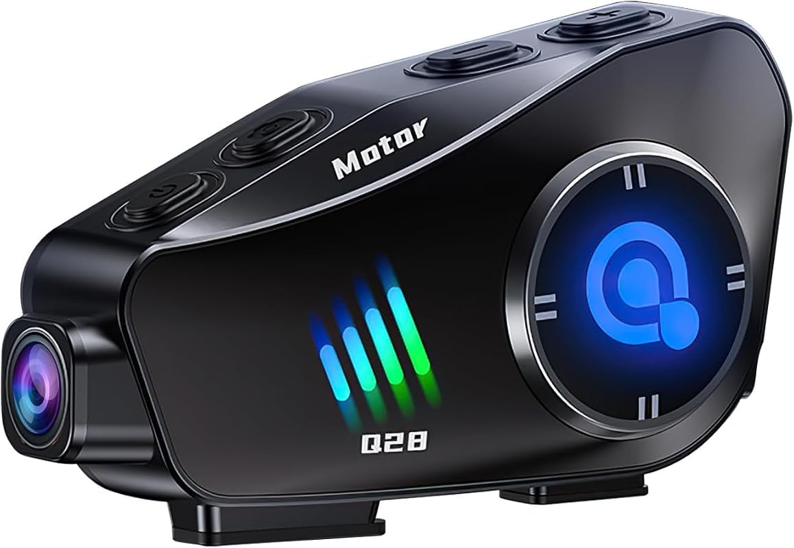 Motorcycle Helmet Bluetooth Headset with 1080P HD Dash Cam and IPX6 Wa