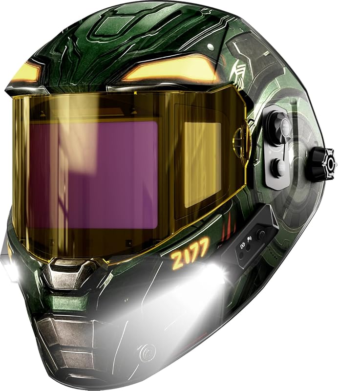 ANDELI Auto Darkening Welding Helmet with 2 LED Lights, Panoramic View
