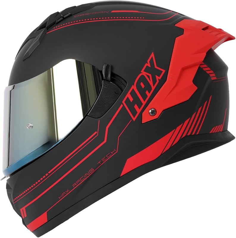 HAX Obsidian Dual Visor Full Face Helmet, Bluetooth Ready, Aerodynamic
