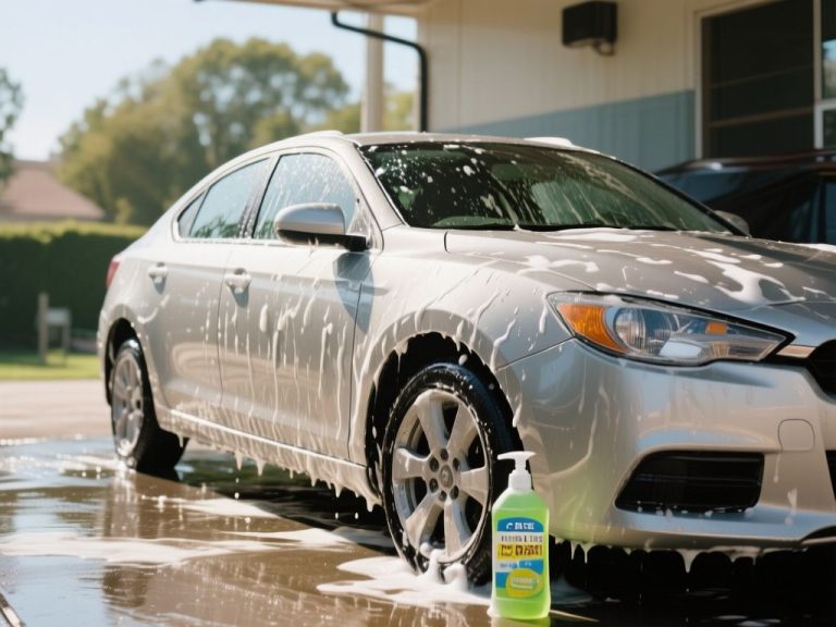 editorial hero image representing: Can I Use Dish Soap to Wash my Car, wide shot, natural lighting, high detail