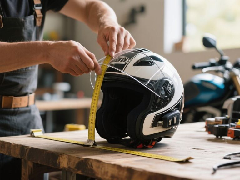 editorial hero image representing: how to measure for a motorcycle helmet, wide shot, natural lighting, high detail