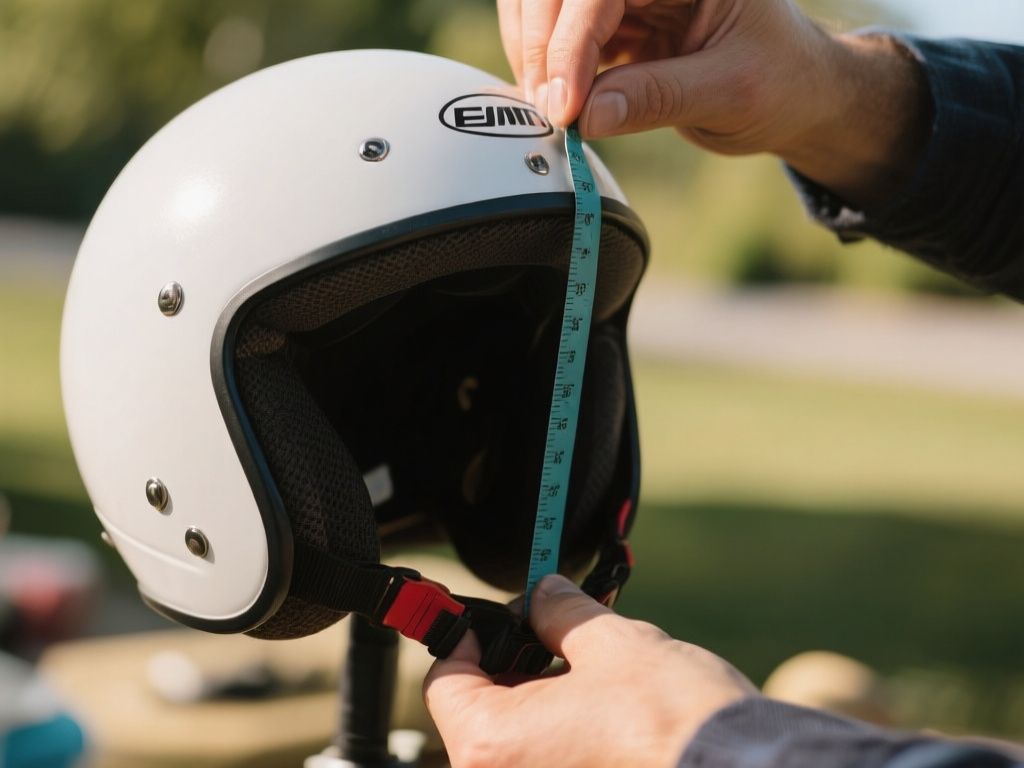 editorial hero image representing: how to determine helmet size, wide shot, natural lighting, high detail
