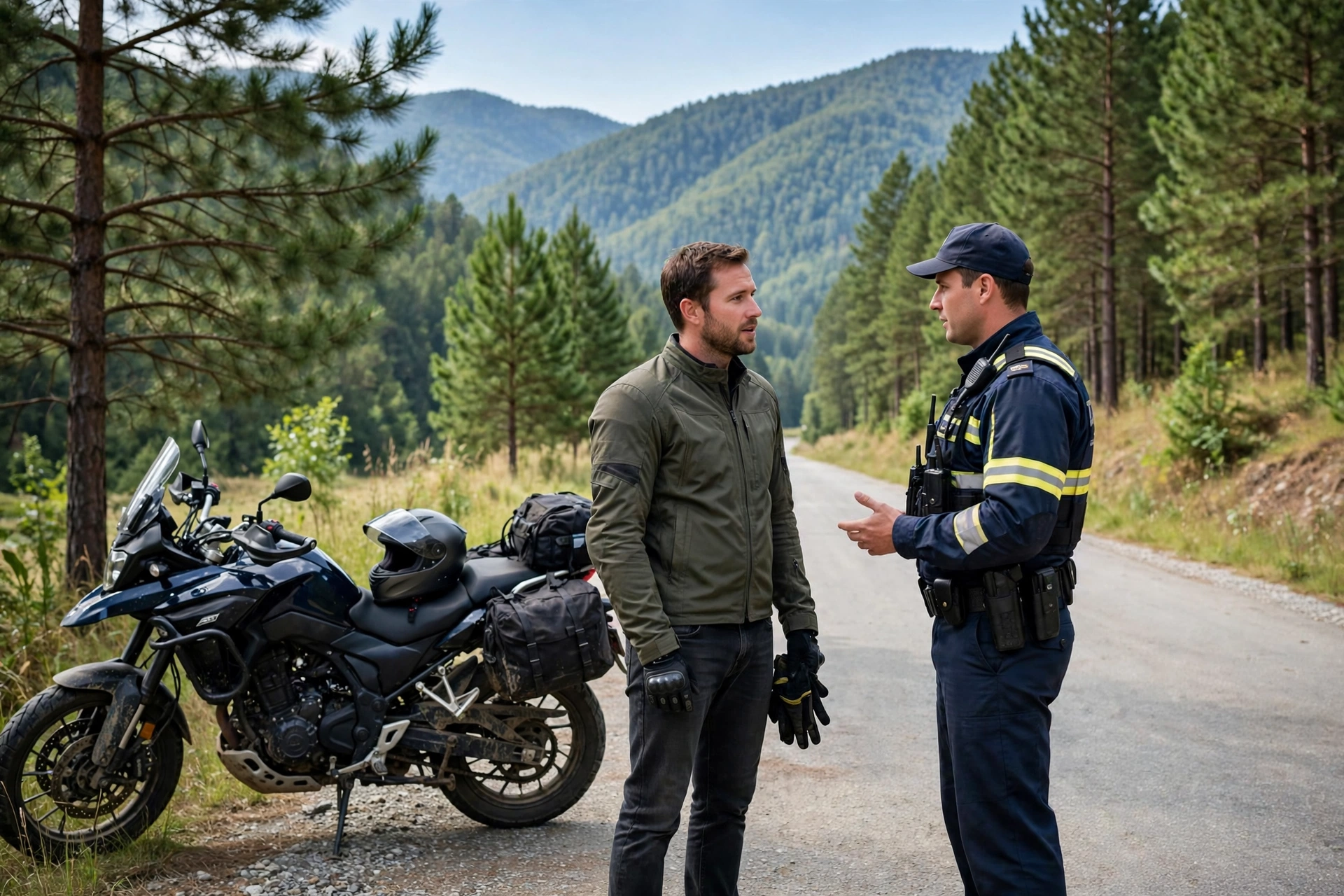 Motorcycle rider facing a helmet law stop in Georgia