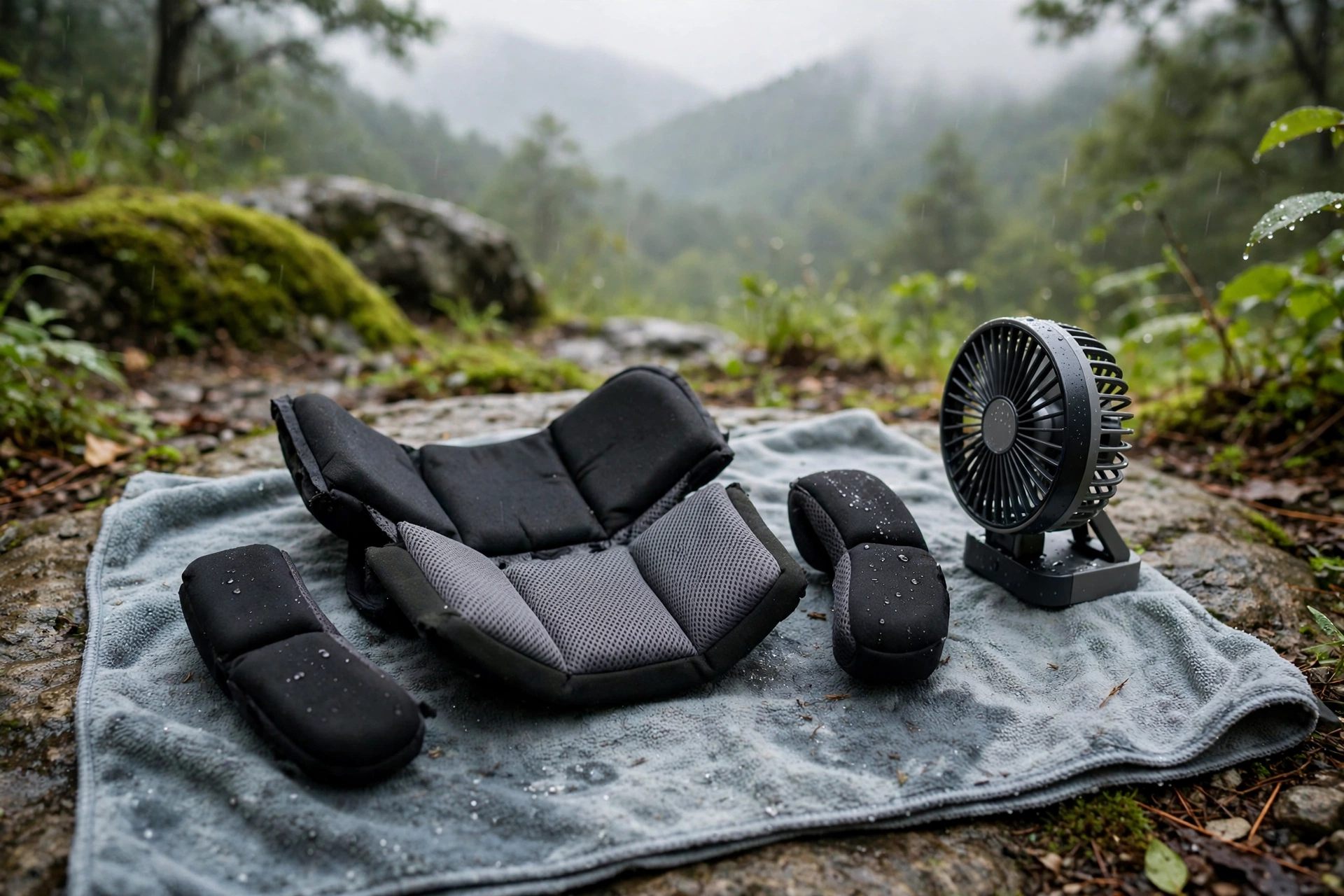 How to dry a motorcycle helmet after rain with removable pads air drying