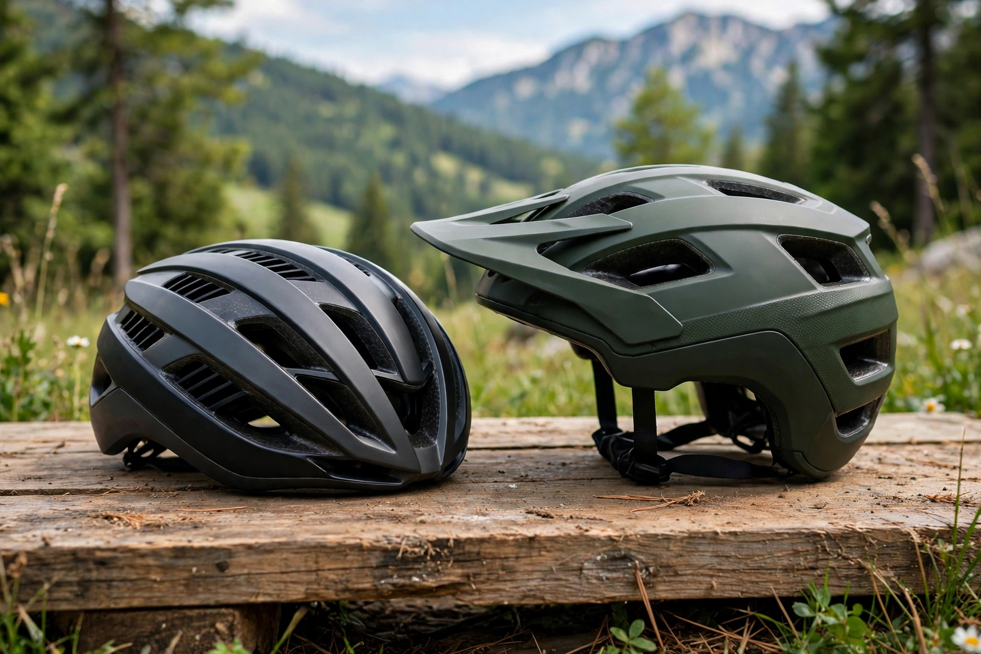 road bike helmet vs mountain bike helmet coverage and visor compared