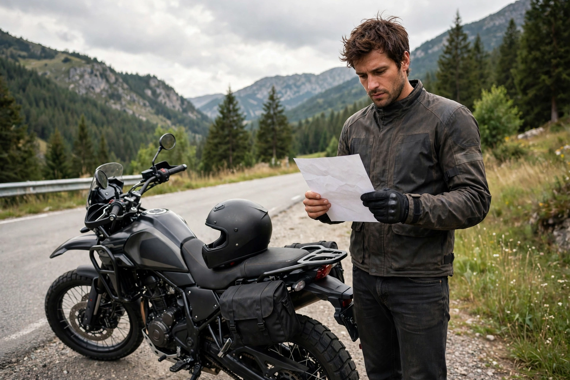 Rider holding a helmet ticket and checking whether it adds license points