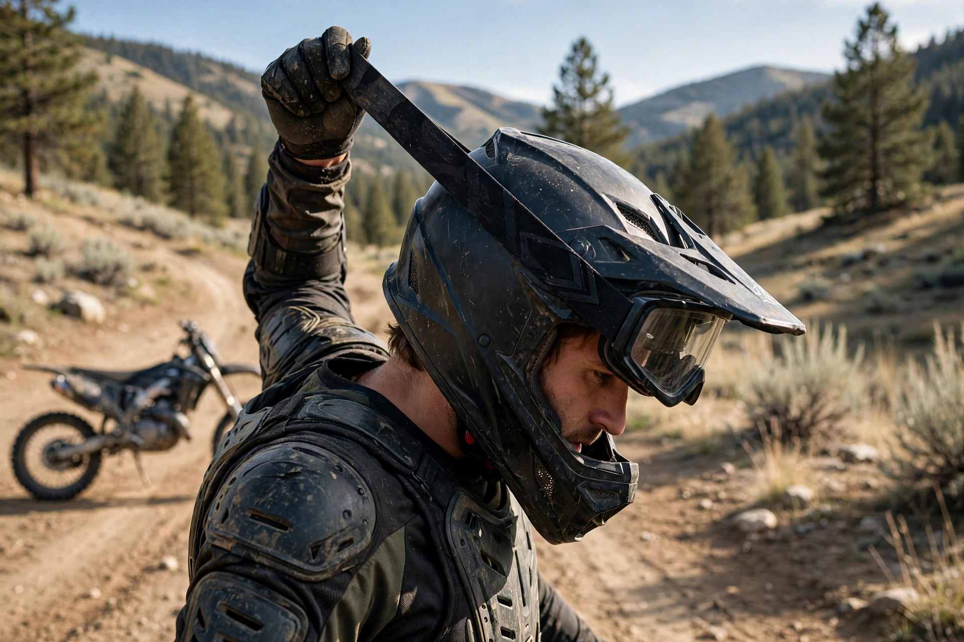 how to wear goggles with a dirt bike helmet strap position on the shell