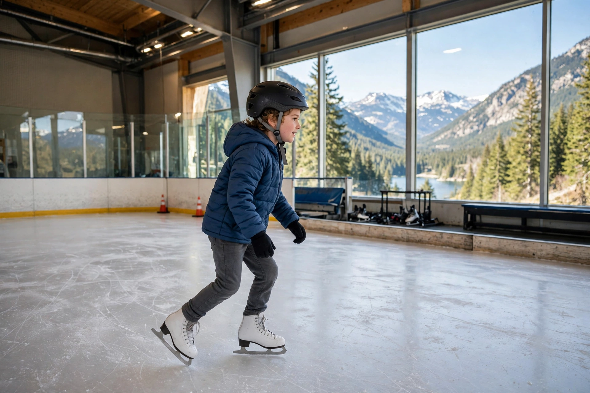 Can a child wear a bike helmet for ice skating as backup protection
