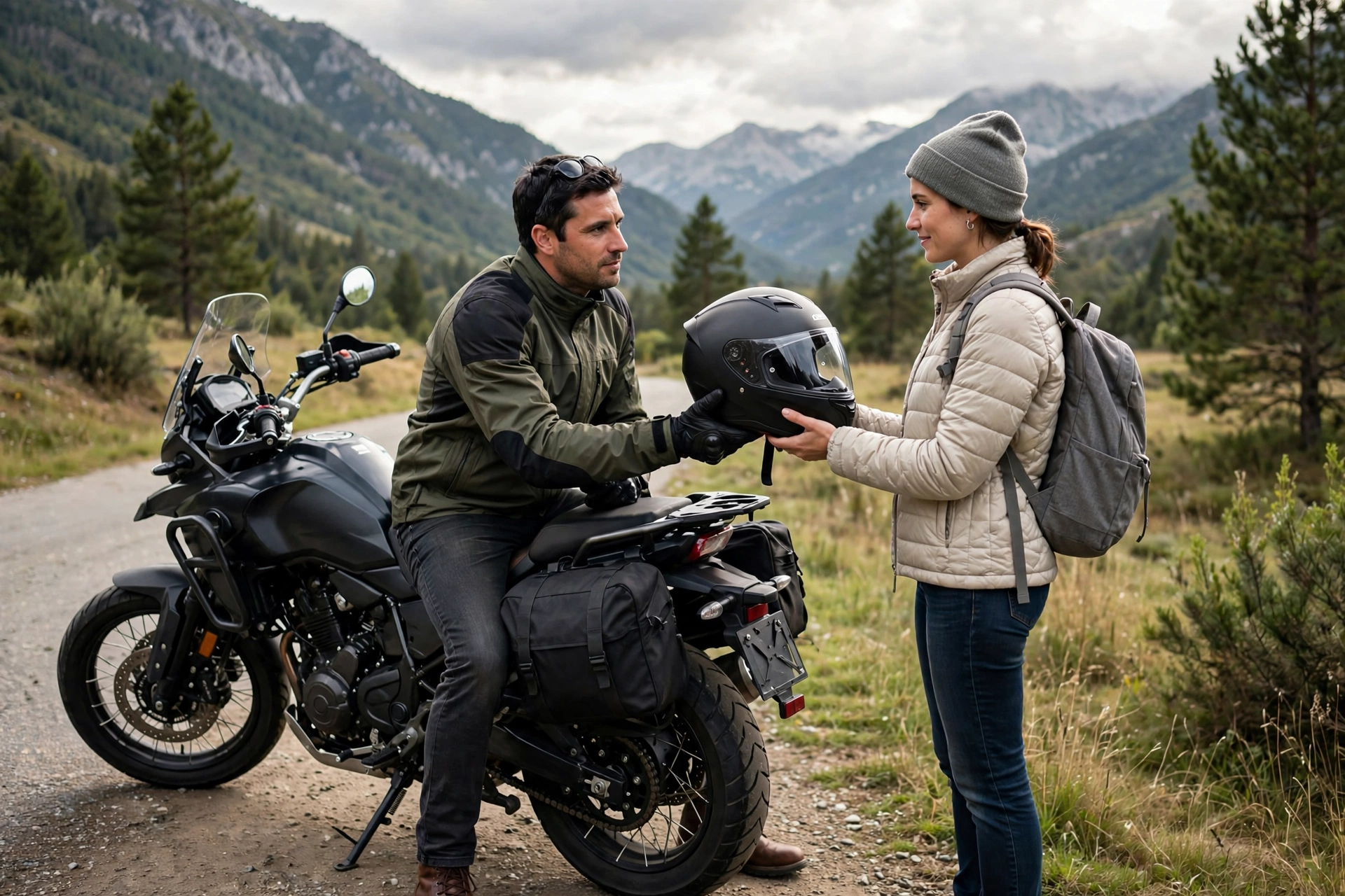 spare helmet for occasional motorcycle passengers ready to wear
