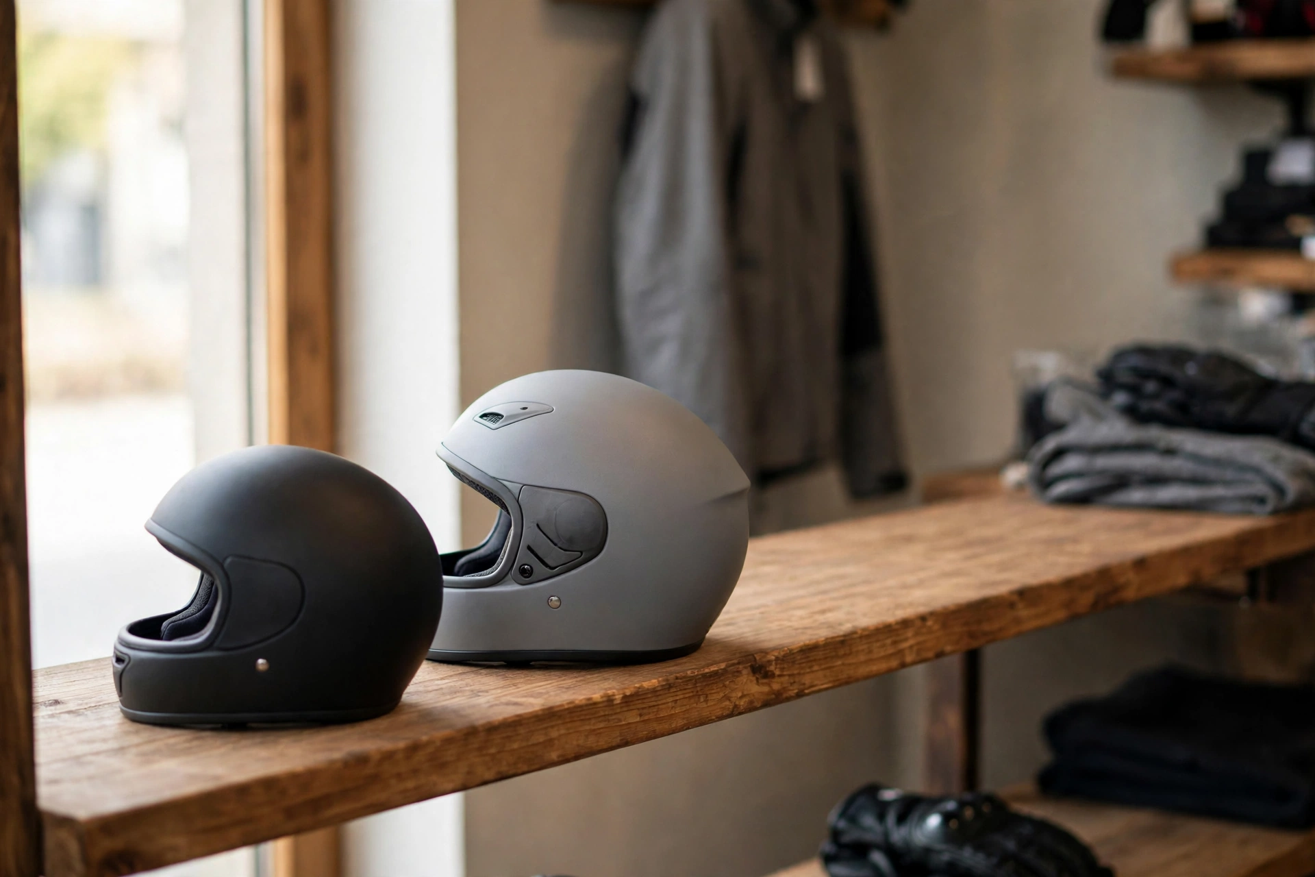 motorcycle helmet smaller sizes for women XXS XS adult helmets on a shelf