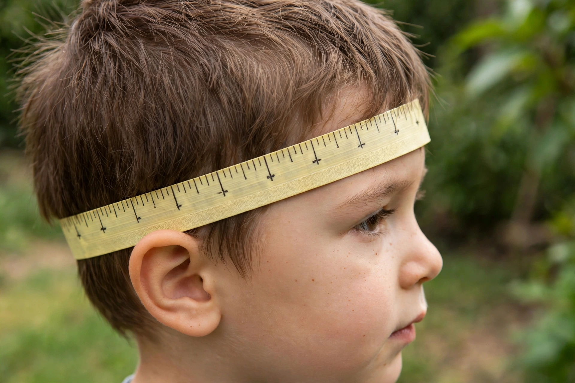how to measure a child's head for a helmet tape position