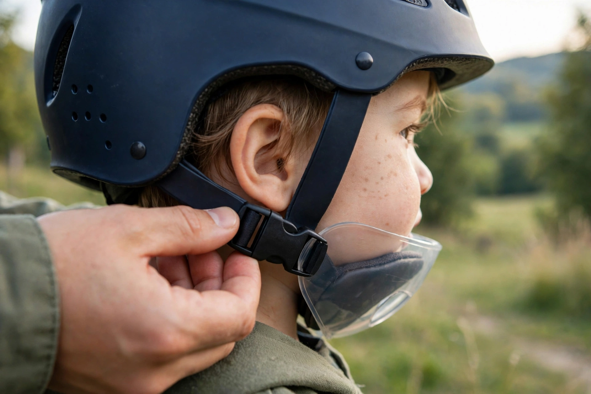 kids helmet with a buckle guard explained preventing skin pinches