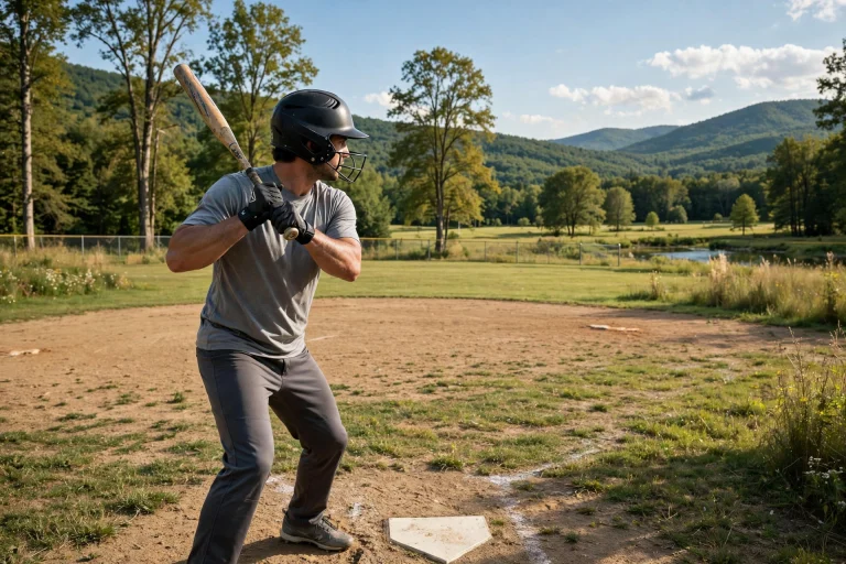 Softball batter wearing a helmet with an attached face mask