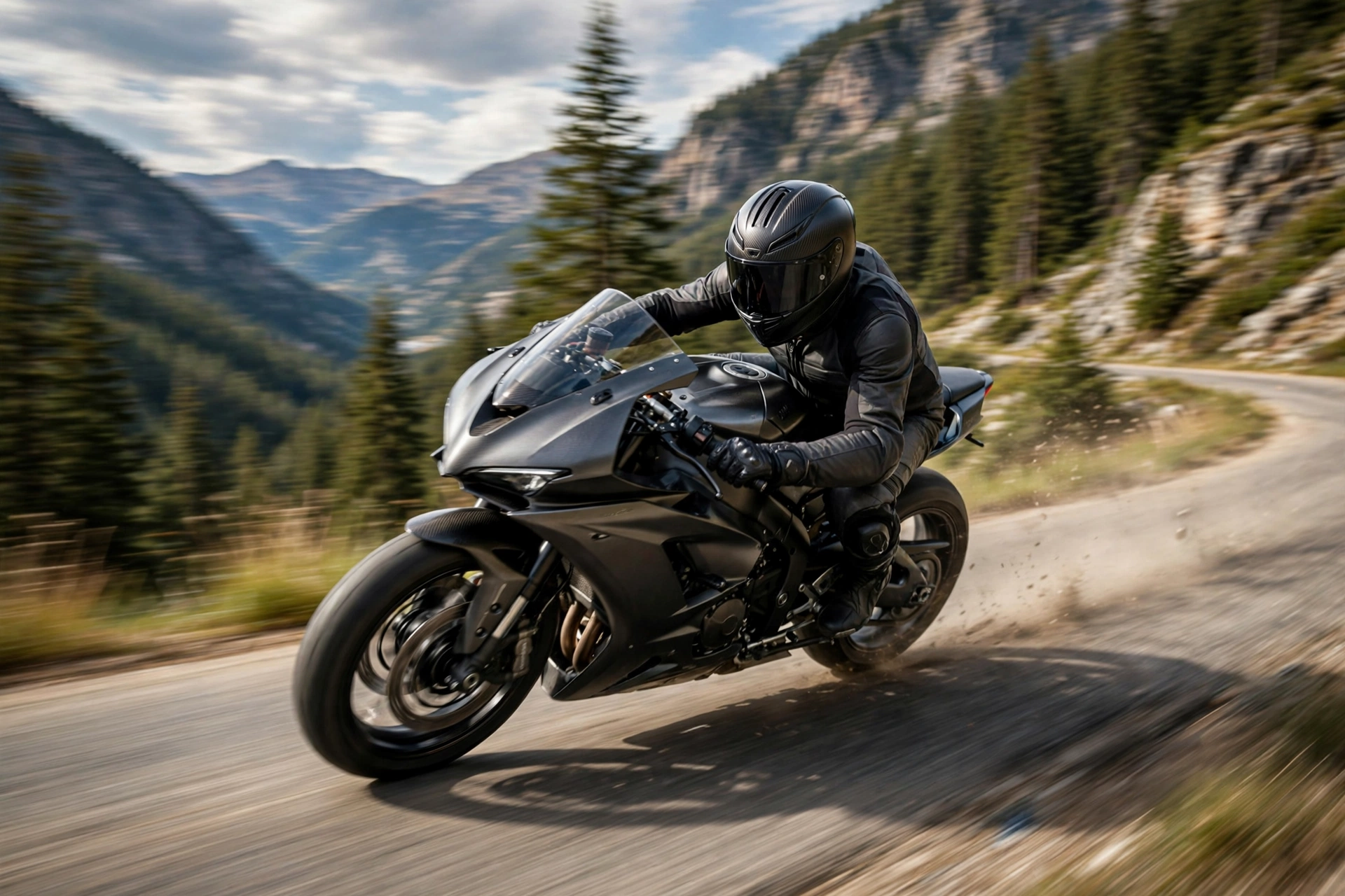 Suomy lightweight racing motorcycle helmet worn by a sport rider